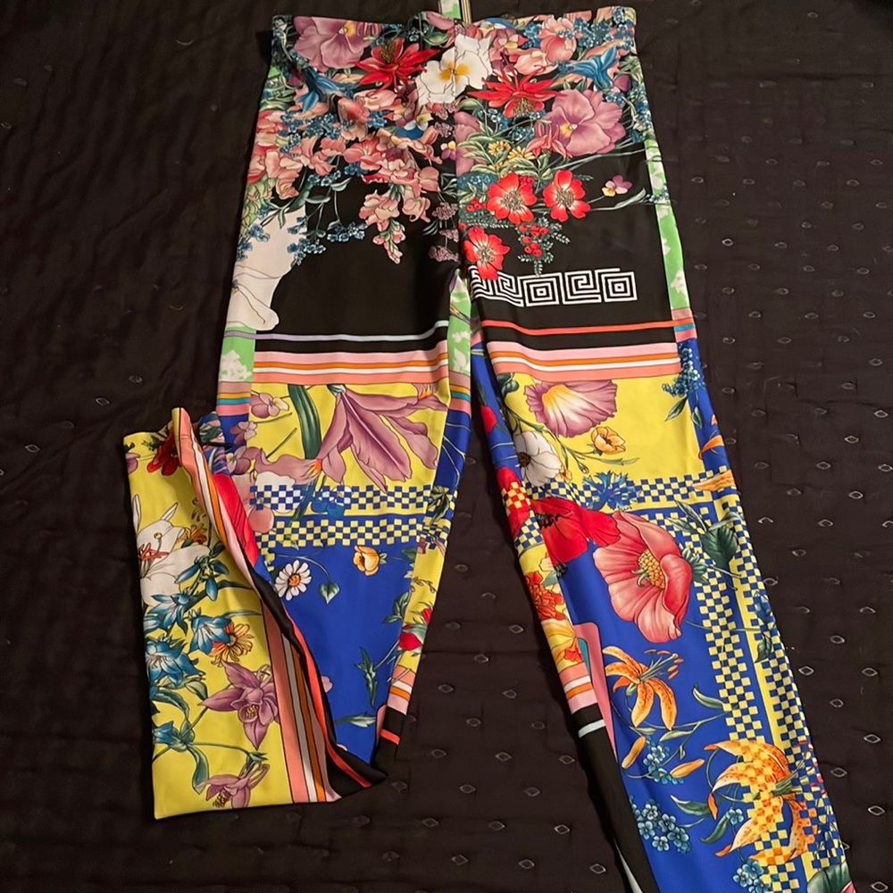 Versace bloom print leggings floral size 40